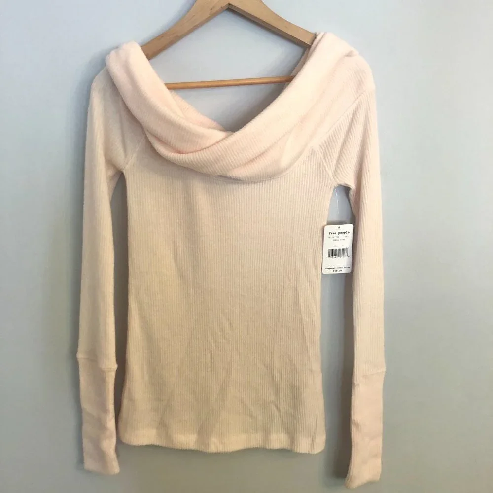 Free People Shell Pink Snowbunny Long Sleeve Top